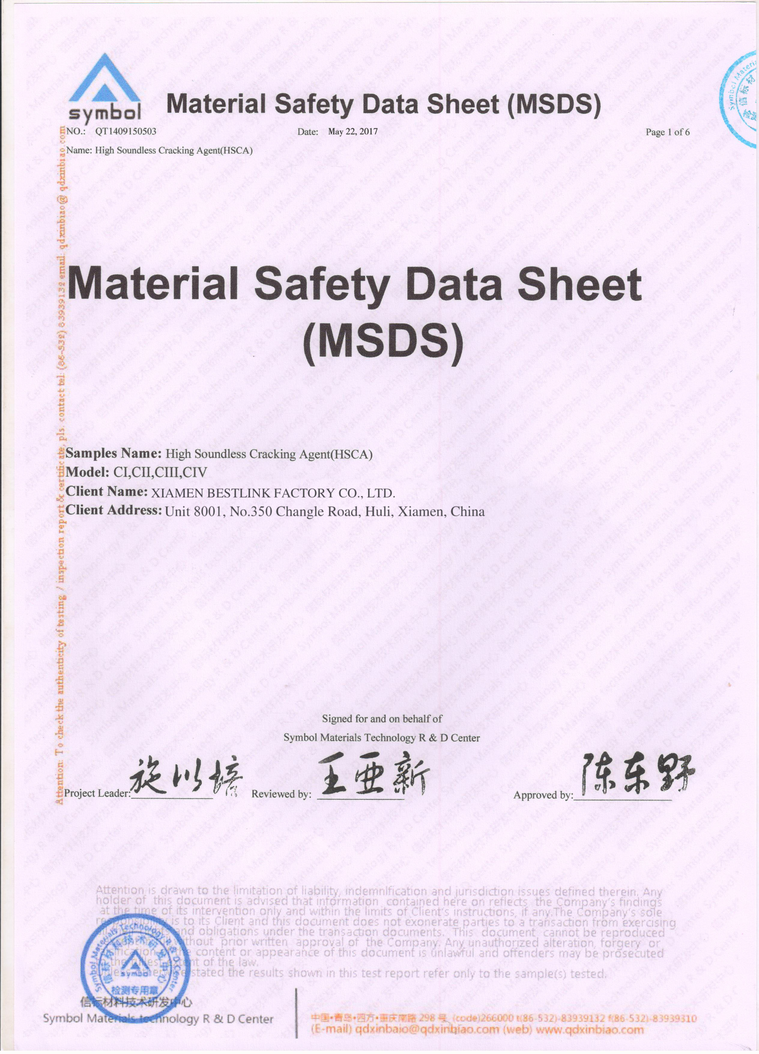 Expansivo mortero msds